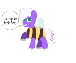 Size: 1920x1600 | Tagged: safe, artist:darkling ruby, derpibooru import, oc, oc only, oc:ametrine paraphernalia, pony, animal costume, bee costume, clothes, costume, shitposting, solo, vulgar