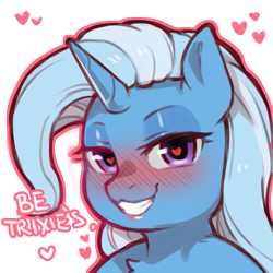 Size: 1159x1159 | Tagged: safe, artist:cold-blooded-twilight, derpibooru import, trixie, pony, unicorn, blushing, dialogue, female, heart, heart eyes, looking at you, mare, simple background, smiling, solo, third person, transparent background, wingding eyes