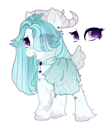 Size: 2245x2672 | Tagged: safe, artist:dillice, derpibooru import, oc, oc only, pony, base used, clothes, dress, eye clipping through hair, eyelashes, female, horns, mare, raised hoof, raised leg, see-through, simple background, solo, white background