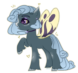 Size: 2536x2365 | Tagged: safe, artist:dillice, derpibooru import, oc, oc only, pony, base used, butterfly wings, choker, eyelashes, female, freckles, makeup, mare, raised hoof, raised leg, simple background, solo, unshorn fetlocks, white background, wings