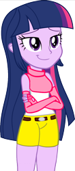 Size: 462x1050 | Tagged: safe, artist:rollyagami02, derpibooru import, twilight sparkle, equestria girls, clothes, clothes swap, cosplay, costume, digimon, digimon adventure 02, elbow gloves, feminism, hikari yagami, kari kamiya, shorts, simple background, sleeveless, solo, transparent background