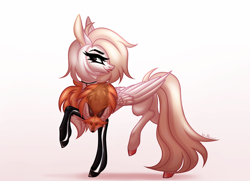 Size: 3600x2600 | Tagged: safe, artist:henorinya, derpibooru import, oc, oc only, fox, pegasus, pony, clothes, eyelashes, female, hoof polish, latex, latex socks, mare, pegasus oc, raised hoof, raised leg, smiling, smirk, socks, solo, wings