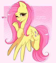 Size: 2007x2239 | Tagged: safe, artist:syrupyyy, derpibooru import, fluttershy, pegasus, pony, blushing, commission, cute, female, flying, heart, mare, one eye closed, shyabetes, solo, wink