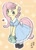 Size: 661x909 | Tagged: safe, artist:yanamosuda, derpibooru import, fluttershy, pegasus, semi-anthro, blush sticker, blushing, clothes, cute, dress, ear piercing, earring, female, flower, flower in hair, heart, jewelry, looking at you, mare, piercing, purse, shoes, shyabetes, smiling, smiling at you, solo, white outline