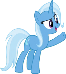 Size: 642x720 | Tagged: safe, artist:homersimpson1983, derpibooru import, edit, edited screencap, screencap, trixie, pony, unicorn, background removed, female, mare, not a vector, raised hoof, raised leg, simple background, smiling, solo, transparent background