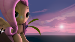 Size: 3840x2160 | Tagged: safe, artist:snugglesarts, derpibooru exclusive, derpibooru import, fluttershy, pony, 3d, 4k, high res, lens flare, looking at you, source filmmaker, wallpaper