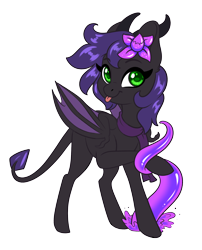 Size: 1734x2147 | Tagged: safe, artist:silkensaddle, derpibooru import, oc, oc only, pony, clothes, flower, flower in hair, scarf, simple background, solo, tentacles, tongue, tongue out, transparent background