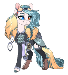 Size: 1590x1763 | Tagged: safe, artist:silkensaddle, derpibooru import, oc, oc only, earth pony, pony, amputee, clothes, earth pony oc, eyelashes, female, heterochromia, mare, prosthetic leg, prosthetic limb, prosthetics, simple background, smiling, solo, transparent background