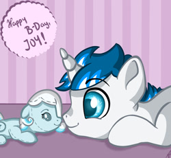 Size: 1280x1177 | Tagged: safe, artist:appleneedle, derpibooru import, oc, oc:snowdrop, oc:unhappy joy, pony, unicorn, art, bday, birthday, character, digital, draw, drawing, fanart, love, plushie, present