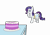 Size: 4960x3508 | Tagged: safe, artist:wapamario63, rarity, pony, unicorn, butt, cake, chubby, eyeshadow, fat, female, flat colors, food, hoof over mouth, large butt, mare, measuring tape, simple background, solo, table, transparent background