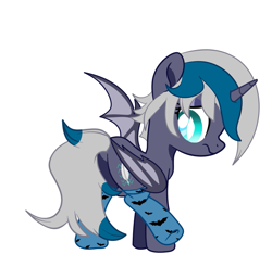 Size: 1139x1065 | Tagged: safe, artist:c1trine, artist:nekusia, derpibooru import, oc, oc only, oc:elizabat stormfeather, alicorn, bat pony, bat pony alicorn, pony, alicorn oc, base used, bat pony oc, bat wings, butt, clothes, commission, female, horn, mare, plot, raised leg, simple background, socks, solo, white background, wings, ych result