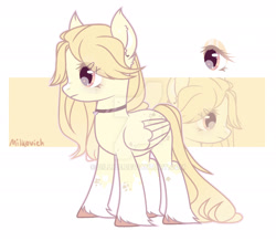 Size: 1920x1675 | Tagged: safe, artist:dillice, derpibooru import, oc, oc only, pegasus, pony, body freckles, choker, coat markings, colored ears, colored hooves, deviantart watermark, ear tufts, facial markings, freckles, long tail, obtrusive watermark, pegasus oc, simple background, snip (coat marking), socks (coat marking), tail, unshorn fetlocks, watermark, white background, wings, zoom layer