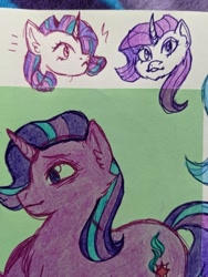 Size: 640x853 | Tagged: safe, artist:mintroni, derpibooru import, rarity, starlight glimmer, traditional art