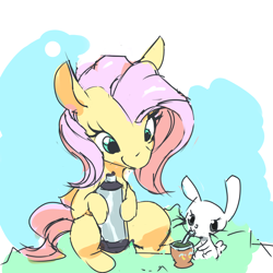 Size: 1300x1300 | Tagged: safe, artist:creamyogurt, derpibooru import, angel bunny, fluttershy