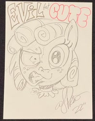 Size: 1497x1897 | Tagged: safe, artist:andypriceart, derpibooru import, cozy glow, female, pencil drawing, solo, traditional art, two-face