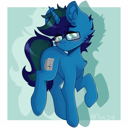 Size: 5000x5000 | Tagged: safe, artist:flur ink, derpibooru import, oc, oc only, oc:arioso, pony, unicorn, glasses, male, stallion, tail, two toned mane, two toned tail