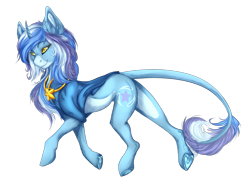 Size: 1321x985 | Tagged: safe, artist:requiem♥, derpibooru import, oc, oc only, oc:mind equilibrium, unicorn, blue hooves, blue mane, clothes, golden eyes, simple background, solo, transparent background