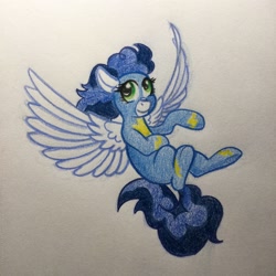 Size: 2448x2448 | Tagged: safe, derpibooru import, high winds, pony, happy, jumping, solo, traditional art