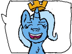 Size: 1024x768 | Tagged: safe, artist:xppp1n, trixie, clash royale, crown, dialogue box, female, flipnote studio, jewelry, laughing, mare, regalia, solo