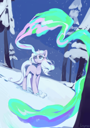 Size: 1920x2724 | Tagged: safe, artist:laymy, derpibooru import, oc, oc only, pony, unicorn, forest, magic, snow, solo, tree