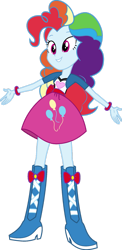 Size: 827x1698 | Tagged: safe, artist:iamsheila, derpibooru import, pinkie pie, rainbow dash, equestria girls, boots, clothes, high heel boots, palette swap, recolor, shirt, shoes, simple background, skirt, solo, transparent background