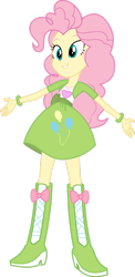 Size: 827x1698 | Tagged: safe, artist:iamsheila, derpibooru import, fluttershy, pinkie pie, equestria girls, boots, clothes, high heel boots, palette swap, recolor, shirt, shoes, simple background, skirt, solo, transparent background