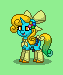 Size: 63x75 | Tagged: safe, artist:dematrix, derpibooru import, oc, oc:melly sarade, pony, unicorn, bow, clothes, ear piercing, green background, multicolored tail, picture for breezies, piercing, pixel art, pony town, saddle, simple background, smiling, socks, tack, tail, tail bow