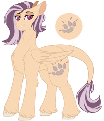 Size: 1248x1457 | Tagged: safe, artist:purplegrim40, derpibooru import, oc, oc only, oc:fauna, hybrid, pegasus, pony, female, interspecies offspring, mare, offspring, parent:discord, parent:fluttershy, parents:discoshy, paw prints, pegasus oc, smiling, smirk, unshorn fetlocks, wings