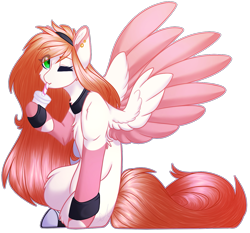 Size: 1373x1281 | Tagged: safe, artist:purplegrim40, derpibooru import, oc, oc only, pegasus, pony, colored wings, drink, female, hoof hold, mare, one eye closed, pegasus oc, simple background, sitting, solo, transparent background, two toned wings, wings, wink