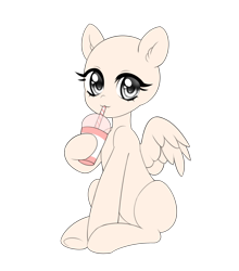 Size: 1804x2048 | Tagged: safe, artist:miioko, derpibooru import, oc, oc only, pegasus, pony, bald, commission, drinking, eyelashes, female, mare, pegasus oc, simple background, sitting, solo, transparent background, your character here