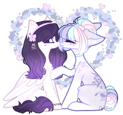 Size: 2135x2010 | Tagged: safe, artist:toffeelavender, derpibooru import, oc, oc only, earth pony, pegasus, pony, base used, choker, duo, earth pony oc, female, mare, pegasus oc, raised hoof, raised leg, simple background, transparent background, wings