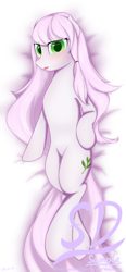 Size: 1900x4096 | Tagged: safe, artist:speedy dashie, derpibooru import, oc, oc only, earth pony, pony, bed, female, looking at you, mare, signature, watermark