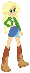 Size: 578x1382 | Tagged: safe, artist:iamsheila, derpibooru import, applejack, sunset shimmer, equestria girls, boots, clothes, high heel boots, jacket, palette swap, recolor, shirt, shoes, simple background, skirt, solo, transparent background