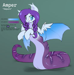 Size: 1360x1376 | Tagged: safe, artist:ampderg, derpibooru import, oc, oc only, oc:ampara, oc:amplitude, bat pony, lamia, original species, female, hybrid wings, reference sheet, solo, wings