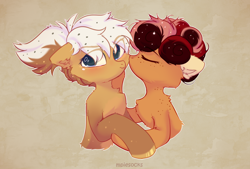 Size: 2800x1893 | Tagged: safe, artist:raily, derpibooru import, oc, earth pony, pony, crying, female, kissing, lesbian, love