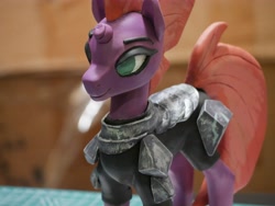 Size: 4096x3076 | Tagged: safe, artist:iron curtain, derpibooru import, tempest shadow, pony, unicorn, armor, broken horn, clay, clay figure, eye scar, female, horn, mare, scar, solo