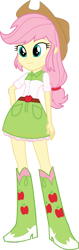 Size: 501x1594 | Tagged: safe, artist:iamsheila, derpibooru import, applejack, fluttershy, equestria girls, belt, boots, clothes, cowboy boots, cowboy hat, cowgirl, hat, high heel boots, palette swap, recolor, shirt, shoes, simple background, skirt, solo, stetson, transparent background