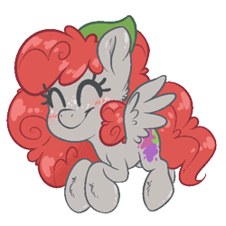 Size: 500x500 | Tagged: safe, artist:fluffyxai, derpibooru import, oc, oc only, oc:scenic spatter, pegasus, pony, ^^, chibi, eyes closed, female, filly, flying, foal, mare, pixel art, simple background, smiling, solo, transparent background
