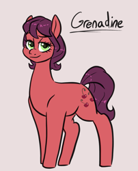 Size: 621x768 | Tagged: safe, artist:smirk, derpibooru import, oc, oc only, oc:grenadine, earth pony, pony, earth pony oc, full body, looking at you, raised eyebrow, solo