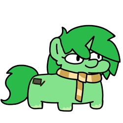 Size: 720x720 | Tagged: safe, artist:fluttershank, derpibooru import, oc, oc only, oc:pisty, pony, unicorn, clothes, pony town, scarf, simple background, solo, squatpony, striped scarf, transparent background