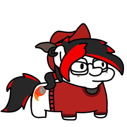 Size: 720x720 | Tagged: safe, artist:fluttershank, derpibooru import, oc, oc only, oc:tiorafa, earth pony, pony, clothes, ear piercing, earring, glasses, hat, jewelry, piercing, pony town, simple background, solo, squatpony, sweater, transparent background