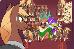 Size: 1800x1200 | Tagged: safe, artist:redahfuhrerking, derpibooru import, cap (tfh), cashmere (tfh), oc, oc:sila, deer, horse, reindeer, winter sprite, them's fightin' herds, community related, doll, tfh oc, toy