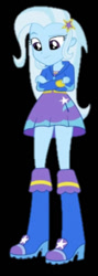 Size: 287x806 | Tagged: safe, artist:teentitansfan201, derpibooru import, trixie, equestria girls, black background, boots, clothes, high heel boots, hoodie, pants, shirt, shoes, simple background, skirt, solo