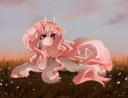 Size: 2600x2000 | Tagged: safe, artist:zlatavector, derpibooru import, oc, oc only, oc:valentine, pony, blowing, cloven hooves, commission, female, high res, horns, long hair, long mane, long tail, mare, solo, tail