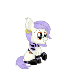 Size: 2000x2000 | Tagged: safe, artist:candy meow, derpibooru import, oc, oc only, oc:mockery, earth pony, pony, clothes, colt, digital art, ear fluff, ear piercing, earring, ears, earth pony oc, foal, glasses, grin, high res, jewelry, lifting leg, male, mane, piercing, potion, raised hoof, raised leg, scarf, simple background, sitting, smiling, socks, solo, tail, transparent background