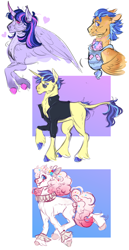 Size: 1800x3500 | Tagged: safe, artist:cactiflowers, derpibooru import, flash sentry, twilight sparkle, oc, oc:orion sparkle, oc:twinkle, oc:white wedding, alicorn, earth pony, pegasus, pony, unicorn, baby, baby carrier, baby pony, clothes, fangs, female, filly, flashlight, foal, glasses, jacket, leather jacket, male, mare, offspring, parent:flash sentry, parent:pinkie pie, parent:twilight sparkle, parents:flashlight, shipping, stallion, straight, sunglasses