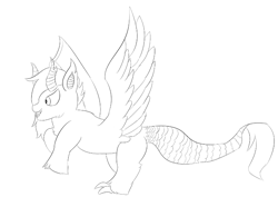 Size: 759x536 | Tagged: safe, artist:schumette14, derpibooru import, oc, oc:hope, draconequus, hybrid, interspecies offspring, next generation, offspring, parent:discord, parent:fluttershy, parents:discoshy, sketch