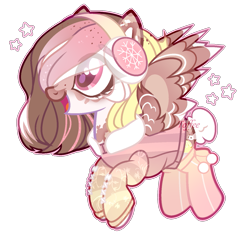 Size: 1417x1330 | Tagged: safe, artist:toffeelavender, derpibooru import, oc, oc only, pegasus, pony, base used, clothes, earmuffs, eye clipping through hair, eyelashes, female, flying, mare, open mouth, pegasus oc, simple background, smiling, solo, transparent background