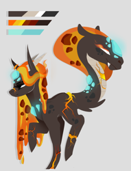 Size: 1364x1782 | Tagged: safe, artist:ryrxian, derpibooru import, oc, oc only, monster pony, pony, augmented, augmented tail, raised hoof, raised leg, reference sheet, simple background, solo, tail, white background