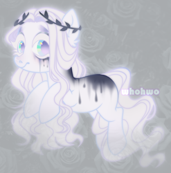 Size: 2530x2564 | Tagged: safe, artist:whohwo, derpibooru import, oc, oc only, ghost, ghost pony, pony, base used, eyelashes, female, makeup, mare, running makeup, solo